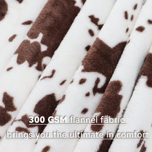 Image of Fleece Throw Blanket for Couch, Birthday Gifts for Women Men Kids, Brown and White Soft Plush Warm Throw Blanket for All Seasons Home Room Decor 50x60 Inches