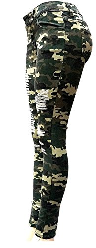 Womens Jean White/Black/Camouflage Distressed Ripped Stretch Skinny Denim Jeans Pants2