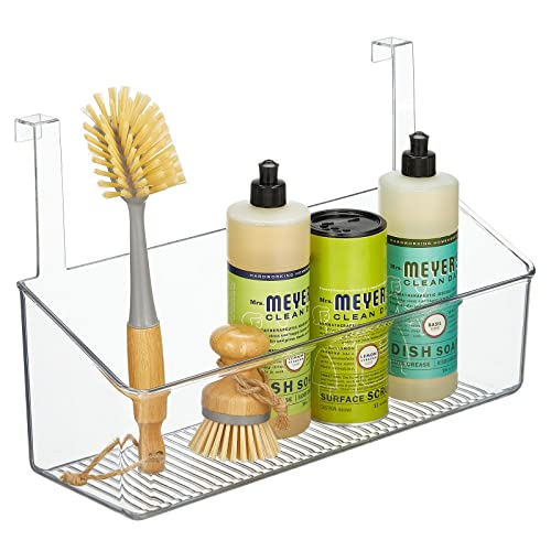 Mdesign Plastic Kitchen Over Door Storage Basket Organizers For Kitchen Organization - Hanging Back Of Door Holder Rack For Aluminum Foil, Plastic Wrap, Or Sandwich Bags, Ligne Collection, Clear #TOP3