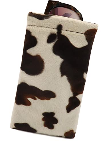 Women Soft Sunglasses Case Squeeze Top | Large Eyeglass Case | Soft Glasses Case Holder | Passport Holder | Earbud & Phone Charger Storage Case (Ct8 Brown Pony) #TOP12