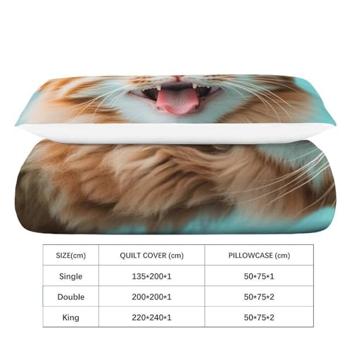 Housse de couette single animaux microfibre 135x200 imprimé 3D zip - 4