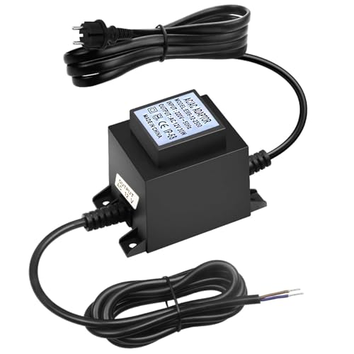 Transformateur LED 12 V AC/AC 30 W, bloc d'alimentation extérieur à fiche Transformateur IP68, transformateur 220 V 12 V avec fiche, bloc d'alimentation LED pour éclairage LED et pompes de bassin