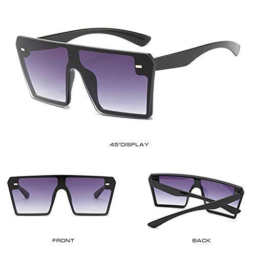 Dollger Oversized Square Sunglasses for Women Men Retro Shades Fashion Big Flat Top Mirror Rimless Lens 6