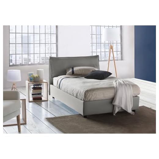 Casa Talamo Italia - Letto piazza e mezza Agata, Letto contenitore con rivestimento in tessuto, 100% Made in Italy, Apertura frontale, con materasso Cm 120x200 incluso, Blu