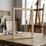 Marco de pintura al óleo de madera maciza, marco interior con acabado natural para arte en lienzo y decoración de pared (30 x 30 cm)