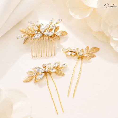 Set de 3 Peines Decorativos Dorados con Cristales miniatura 2