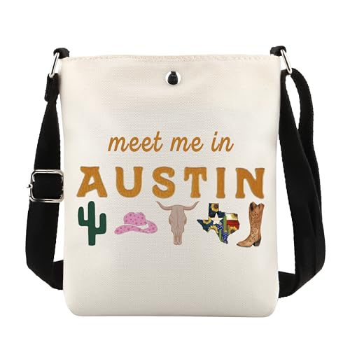 POFULL Austin Gifts Austin Texas Bachelorette Party Bag Meet Me In AUSTIN Crossbody Bag