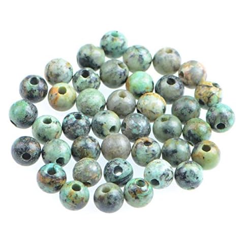 AD Beads Natural Gemstone 8mm Round Loose Beads Big Hole 2.5mm Sized 40pcs (African Turquoise) Cover