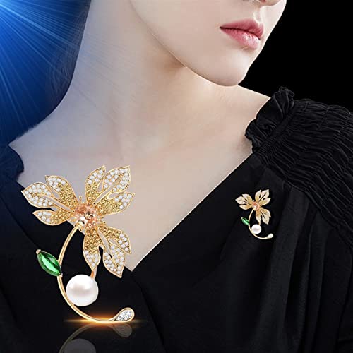 Broche flor de zirconia cúbica para evitar aberturas en vestidos y escotes 7