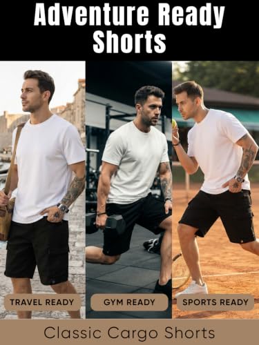 Image of GRECIILOOKS Denim Cargo Shorts for Men Stylish | Washed Jeans Half Pant for Men | Knee Length Cargo Shorts for Mens | Regular Fit Mens Pant Casual, Utility Streetwear Jorts, Travel Summer Wear