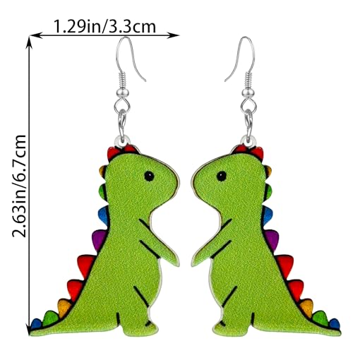 QUPENGXU Fun Acrylic Dinosaur Drop Earrings For Women Fashion Colorful Animal Dangle Earrings for Women2