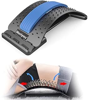 Moriyou Back Stretcher for Pain Relief, Spine Deck with 3 Adjustable Settings, Upper & Lower Back Pain Relief Stretcher for Spinal Decompression, Spine Aligner for Bed, Chair & Car with Massager,Blue