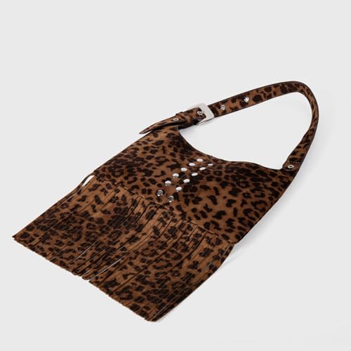 Sac à main rétro en daim avec pompons bohèmes et finitions modernes