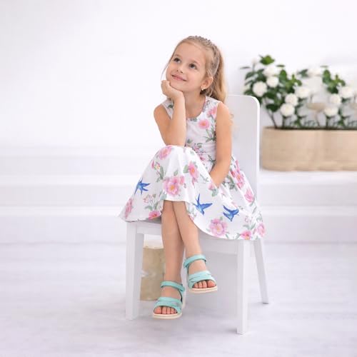 Image of Miss Lavish London Baby Girl Casual Dress Audrey Hepburn Style Kids Summer Party Sleeveless Dresses in Floral White, Size 3-4