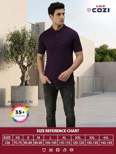 Image of Lux Cozi Men's T-Shirt with Chest Pocket | Polo T-Shirt for Man | Plain Casual Stylish | Half Sleeve| Cotton Blend Collar Polo T-Shirts for Men