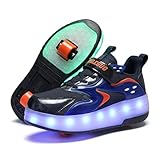 RESLIDE Roller Shoes with LED Light Two Wheels for Boys Girls Rechargeable Sport Sneaker （Blue 1 Little Kid）