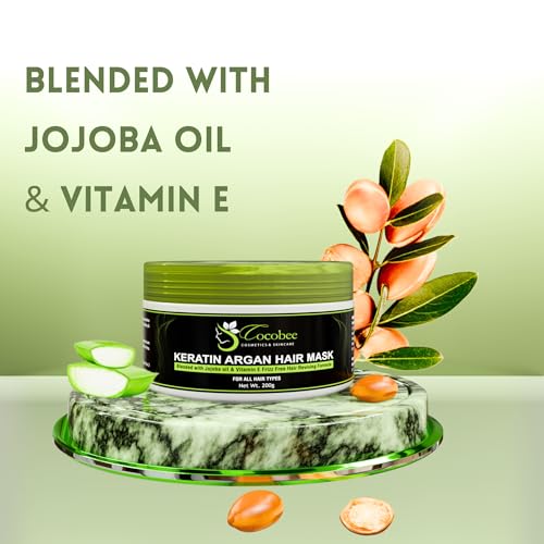 Image of COCOBEE Keratin Argan Oil Hair Mask Pack 1- Deep Conditioning Treatment for Smooth | Healthy | Shiny Hair | Revitalizes|| Strengthens| Repairs and Nourishes | Blended With Jojoba Oil & Vitamin E