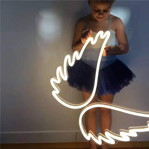 Letrero de neón con alas de ángel luces LED acrílicas USB de 33X27cm 3
