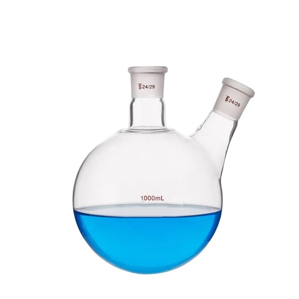 Szklana kolba 24/29, okrągłe dno, butelka laboratoryjna z 2 szyjkami, dwie szyjki, naczynie do wrzenia (150 ml)
