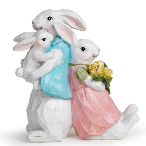 Hodao Easter Bunny Decorations – Home Decorations- Perfect Holiday Decor – Warm Family Scene – Feel The Warmth of Easter (White)
