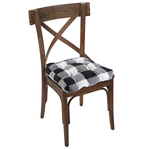 Big Hippo Plaid Chair Pad Seat Cushion, Soft Thicken Dining Chair Pad With Ties, Square Chair Cushion Pillow For Home Office Patio Garden Use, Machine Washable #TOP7