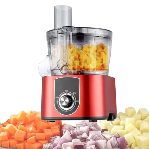 QFGain Cortadora De Verduras EléCtrica - Procesador De Alimentos AutomáTico - Cebolla, Papa Y Fruta, Cuchillas Rejilla ExtraíBles De 0,3/0,4 Pulgadas - Recipiente De 5 L, Picadora Profesional,Red