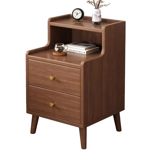 HJYBFA Mesita de Noche Moderna de Mediados de Siglo con cajones y Estante de Madera Abierto, Estilo Vintage Dormitorio, Sala de Estar y Dormitorio.