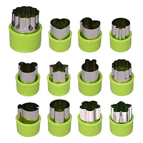 Cookie Cutters Set, 12 Pieces Stainless Steel Vegetable Cutters, with Protective Handle, for Cakes, Biscuits, Sushi, Fruit, Greens Cover