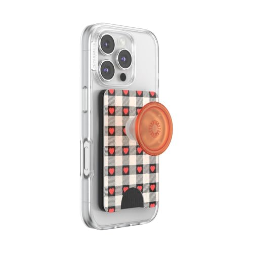 Image of PopSockets Phone Wallet for MagSafe, Phone Card Holder with Grip, Checkered - Heartbreaker Gingham