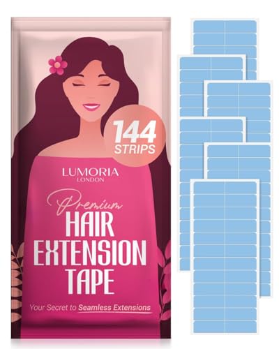 LUMORIA 144 Hair Tape Kleber Extensions Klebestreifen Alternative zu Tape Extensions Kleber Invisible Tape Extensions Starker Halt Dünn Hautfreundlich Wasserfest & Zuverlässig auch bei Schweiß