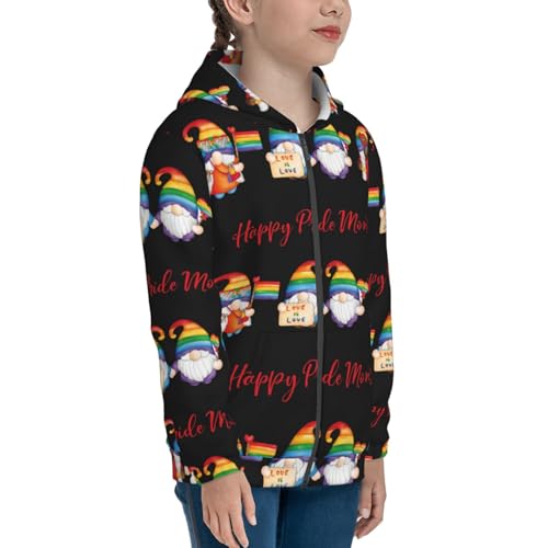 Lgbt Gnome Kids Pullover Hoodies Boys Zip Up Sweatshirts Girls Athletic Clothes with Pocket4