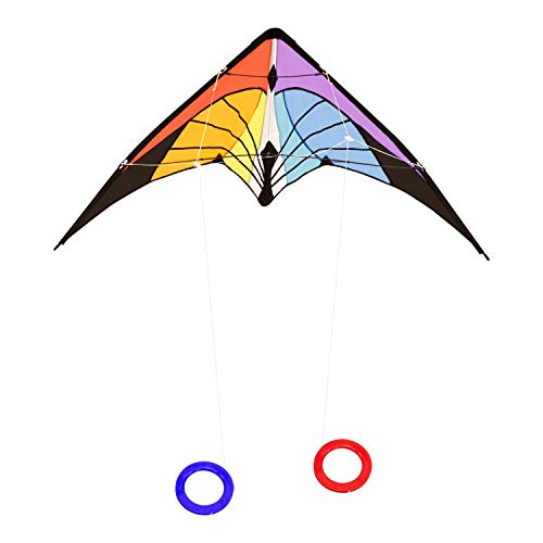 Global Gizmos 58026 Rainbow Kite | Dual Line Stunt Kite | Kinderen & Volwassenen | Easy Flyer Kite | Outdoor Speelgoed | Draagtas Inbegrepen | 120cm x 60cm