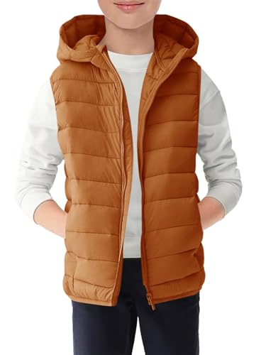 Image of Haloumoning Boys Puffer Vest Kids Sleeveless Zip Up Jackets | Lightweight Puffy Down Jacket with Hood 4-14 Years