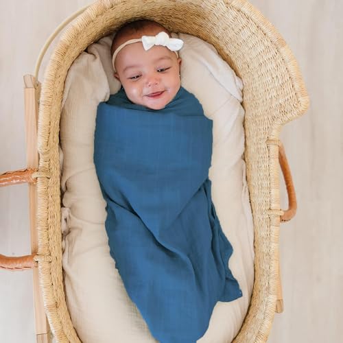 Image of Viviland Muslin Swaddle Blankets, Breathable and Skin-Friendly Baby Receiving Blankets, 2-Pack Sun, 47 x 47 inches