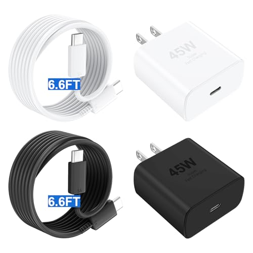 Image of Phone 17 16 Pro Max Charger Fast Charging,45W Phone 17 Charger Type C Chargers USB C Charge Block &6.6FT Long C Charging Cables Cord for Phones 17 /17 Pro / 17Pros Max /Air /i.Phone 16 15,Black /White
