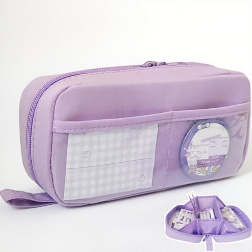 Image of FINPAC Pencil Case, Large Capacity Pen Case, Portable Durable Bag Pouch Holder Box Organize for Study, Office, or Travel, Only a bag (Purple)