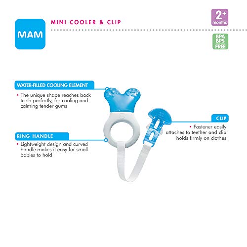 image for MAM Mini Cooler Teether with Clip Baby Teether, Cooling Mechanism Soot