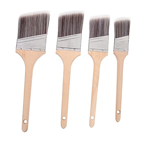 KALLORY 4 Piezas Cepillo de Pintura Cepillo Madera Cepillo de Madera Pinceles oleo escobas Pincel en ángulo Pintor Plantilla Pintura Practica Accesorio de Pintura al óleo Fibra química