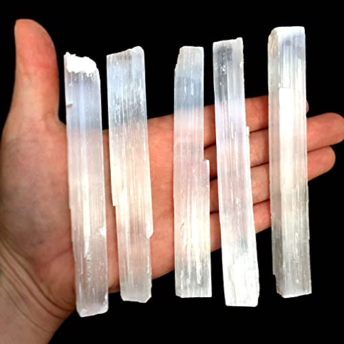 Combo 5 Bastões de Selenita Pedra Cristal Natural 10cm