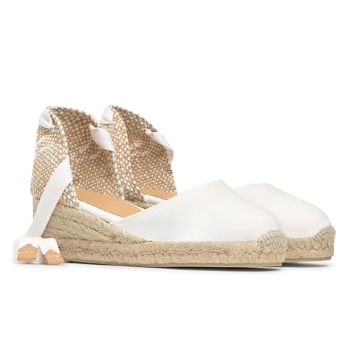 Image of ICONIC CARINA ESPADRILLE HEEL WHITE WEDGE WOMAN