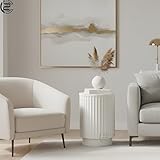 Craft2lance Metal Handmade Round Sofa Side Table with Hidden Storage | Modern Bedside & End Table for Sofa Side, Bedroom, Drawing Room, and Living Room | 14'x14'x20' (White Finish)