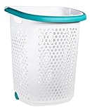 Plastic Rolling Laundry Basket with Pop-Up Handle & Wheels – 70.52 Liter (2 Bushel) Capacity, Ventilated Design, Easy to Clean, For Home & Laundry Room