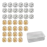 Solxion ピアス キャッチ 留め具 シリコン 落ちない ピアスロックピアス K18 金属アレルギー対応 32個セット 透明収納ボックス付き イエローゴールド+ホワイトゴールド