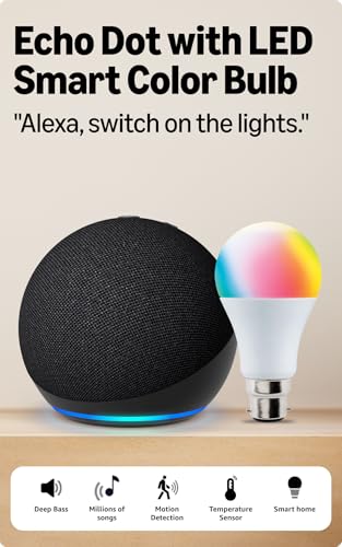 Amazon Echo Dot 5th Gen Black with Wipro 9W LED Smart Bulb - Image 2