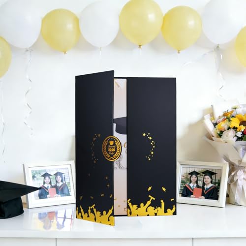 Image of Graduation Decorations Black and Gold - Graduation Alternative Signature Guest Book Board - Graduation Party Decorations 2026 for Middle High School College - Congrats Grad Signing Card Board