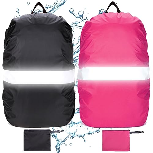 DKDDSSS 2 Pezzi Parapioggia per Zaino, Coprizaino Impermeabile, Copri Zaino per Pioggia, Copertura Antipioggia con Fibbia Regolabile per L'escursionismo, Viaggio, 40L-50L