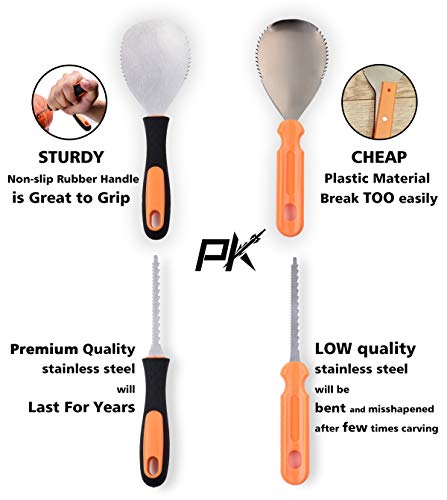 Professional Halloween Pumpkin Carving Kit, Anti-Slip Rubber Handle, 9 Piece Stainless Steel Pumpkin Carving Tools Knife Set for Halloween DIY Decoration, with Storage Bag - Thumbnail 2
