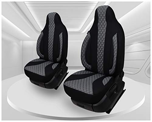 BREMER SITZBEZÜGE Housses de siège sur Mesure pour sièges Auto compatibles avec Ford Transit 7 2014 conducteur et Passager FB : PL407 (Noir/Gris)