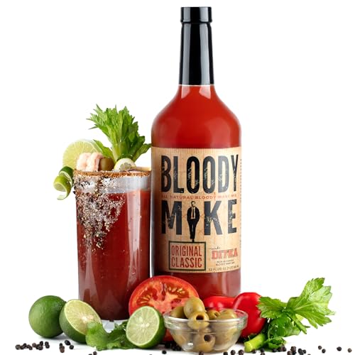 Bloody Mike Original Classic Bloody Mary Mix, 32 Oz Glass Bottle, Gluten Free, Cocktail Mixer, Premium Ingredients, Perfect for Bloody Mary and Mocktail Drinks, Mike Ditka Approved, 1 Bottle