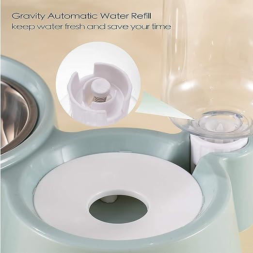 CREDLY Double Dog Bowls Automatic Water Dispenser Bottle Water and Food Bowl Set No-Spill Slow Pet Feeder (2 in 1 pet) 3